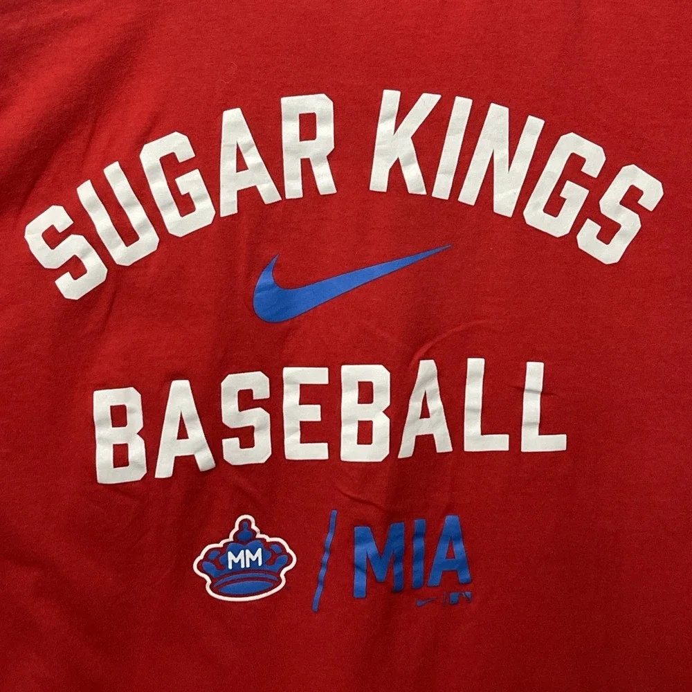 Nike Miami Marlins Sugar Kings Baseball T-Shirt Red Heritage MiLB Medium - Picture 5 of 8